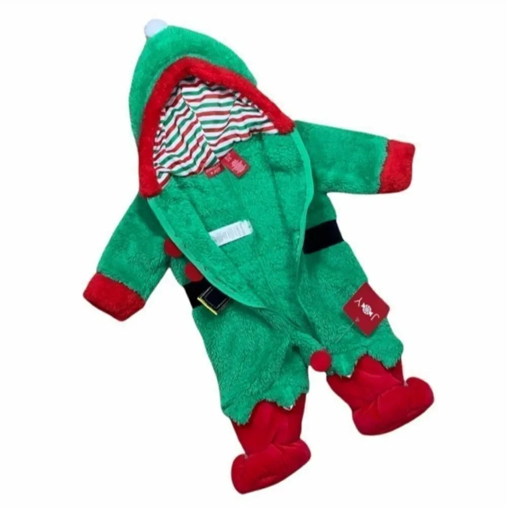 Adorable Baby Elf Fleece Snowsuit Costume Outfit Sz 3-6 Mos